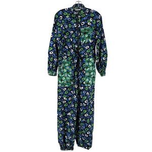 Diane Von Furstenberg Target Jumpsuit Nylon XXS Retro Funky Animal Print Blue